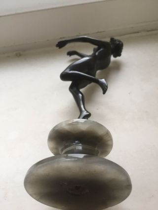 ART DECO CAST BRONZE DANCING LADY FIGURE SOLID ONYX BASE 7