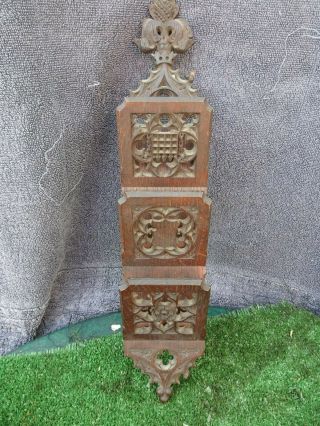 Mid 19thc Gothic Wooden Oak Letter Rack With Tracery Carvings C1860s