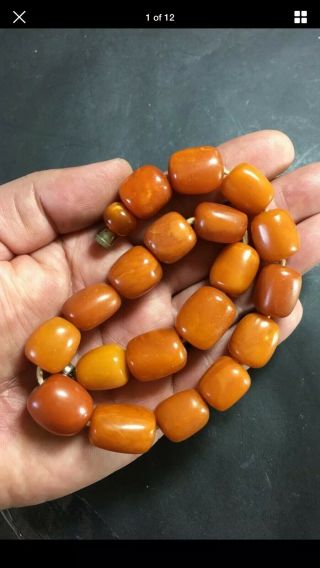 Egg Yolk Baltic Butterscotch Amber Prayer Beads Beaded 54 Grams 34.  5cm 3