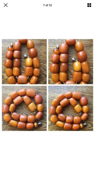 Egg Yolk Baltic Butterscotch Amber Prayer Beads Beaded 54 Grams 34.  5cm 6