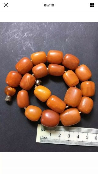 Egg Yolk Baltic Butterscotch Amber Prayer Beads Beaded 54 Grams 34.  5cm 9