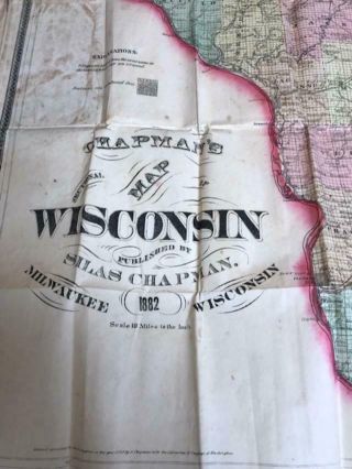 Antique Rare 1882 Silas Chapmans Sectional Map Wisconsin Silas Minnesota Cover 6