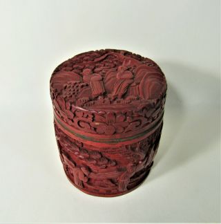 Antique Chinese Cinnabar Lacquer Lidded Box