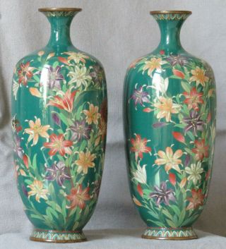 Very Fine Quality Small 15cm Antique Japanese Cloisonne Enamel Vases - Meiji