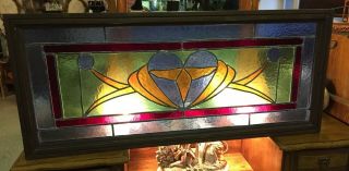 Large Antique Vintage Stained Glass Heart Window Stain Glass Above Door