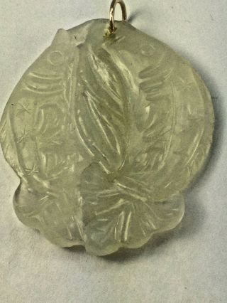 Vintage China White Jade & 14k Gold Koi Fish Pendant Destiny Hand Carved