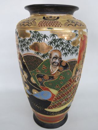 Moriage Nippon Satsuma Style Hand Painted Porcelain Japanese Vase 301B 5