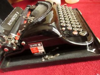 1930 ' S REMINGTON 5 ANTIQUE PORTABLE TYPEWRITER ART DECO SLEEK BLACK w CASE 6