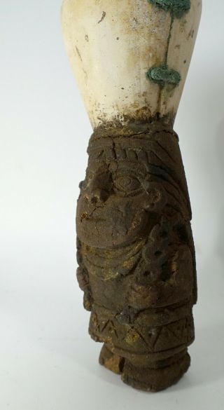 Antique Vintage Pre - Columbian Mochica Moche Peru Wood Shell Royal Cup Provenance 6