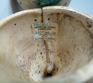 Antique Vintage Pre - Columbian Mochica Moche Peru Wood Shell Royal Cup Provenance 8
