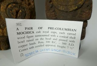 Antique Vintage Pre - Columbian Mochica Moche Peru Wood Shell Royal Cup Provenance 9