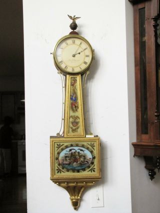 Antique 1800’s Aaron Willard Boston Us And British Battleship Banjo Clock