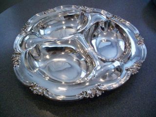 Black Starr & Frost Sterling Silver 3 Section Platter Tray Bowl 13.  5 " 650 Grams