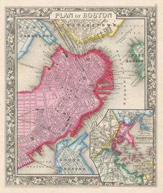 1860 Mitchell Map Of Boston,  Massachusetts
