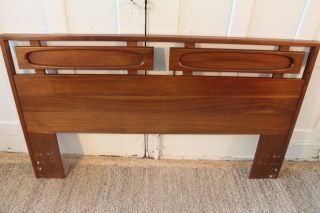 Mid Century Modern Sculptural Walnut Queen Headboard 11