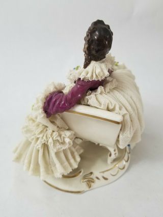 Antique Sitzendorf Dresden Lace Lady w/ Book Early 1900 ' s Figurine Germany 6