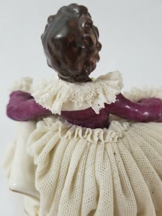 Antique Sitzendorf Dresden Lace Lady w/ Book Early 1900 ' s Figurine Germany 7