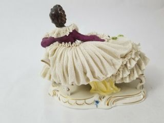 Antique Sitzendorf Dresden Lace Lady w/ Book Early 1900 ' s Figurine Germany 8
