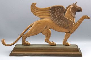 Large Antique circa - 1900 Mythological Bronze Griffin Sculpture Firedog Doorstop 2