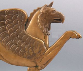 Large Antique circa - 1900 Mythological Bronze Griffin Sculpture Firedog Doorstop 3