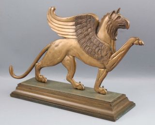 Large Antique circa - 1900 Mythological Bronze Griffin Sculpture Firedog Doorstop 5