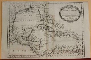 West Indies Florida Caribbean Mexico Central America 1754 Bellin Antique Map