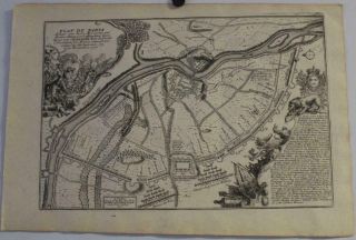 Narva Estonia Siege Of Narva 1705 De Fer Scarce Antique Copper Engraved Map