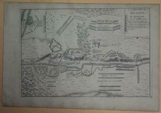 Poltava Battle Of Poltava Ukraine 1714 De Fer Scarce Antique Copper Engraved Map