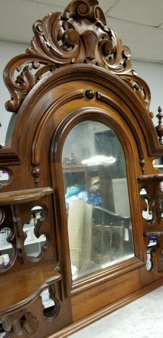 Victorian Ornate Buffet Sideboard with Mirrored Topper Marble Top 3