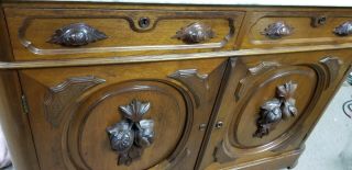 Victorian Ornate Buffet Sideboard with Mirrored Topper Marble Top 4