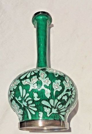Vintage 99 Pure Silver Guilloche Enamel Korean Vase