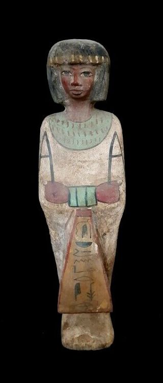 Rare Large Egyptian Royal Wooden Antique Burial Priest Unique Sculpture Statue