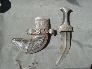 Antique Jambiya Khanjar Dagger Knife Silver Mounted Arab Oman Saudi 5