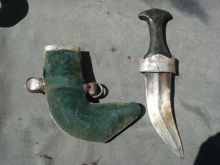 Antique Jambiya Khanjar Dagger Knife Silver Mounted Arab Oman Saudi 6