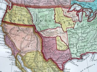 1848 Rare Map Texas As Pipe United States Florida York California