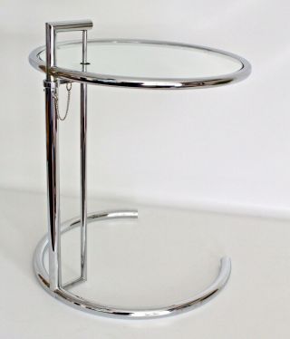 Eileen Gray Vtg Mid Century Modern Chrome Glass Side End Coffee Table 3