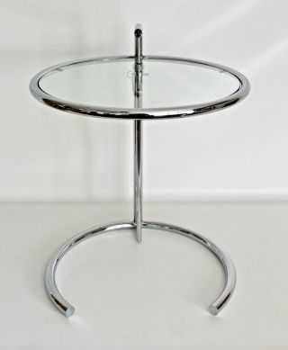 Eileen Gray Vtg Mid Century Modern Chrome Glass Side End Coffee Table 4