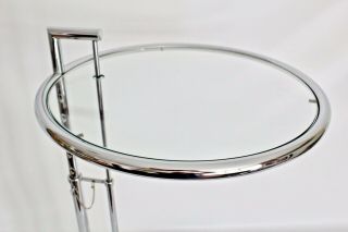 Eileen Gray Vtg Mid Century Modern Chrome Glass Side End Coffee Table 5