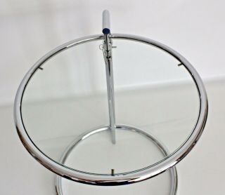 Eileen Gray Vtg Mid Century Modern Chrome Glass Side End Coffee Table 6