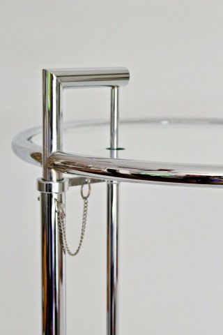 Eileen Gray Vtg Mid Century Modern Chrome Glass Side End Coffee Table 8