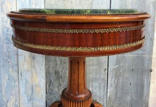 Antique French Empire Walnut Base Marble Top Table w/ Ormolu Mounts c.  1860 2