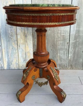 Antique French Empire Walnut Base Marble Top Table w/ Ormolu Mounts c.  1860 7