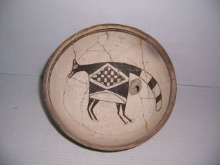 Pre - Columbian Mimbres Feline Pottery Bowl with Kill Hole 800 - 1000 A.  D.  Artifact 3