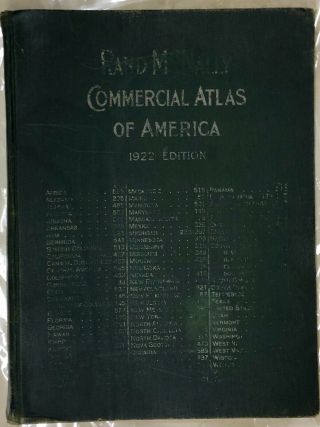 Rare 1922 Large Rand Mcnally Commercial Atlas Of America