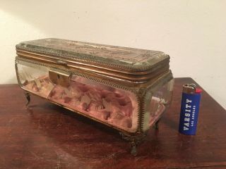 Antique French Acid Etched Glass And Gilt Metal Jewelry Box Table Vitrine 19th C 2