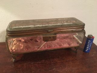 Antique French Acid Etched Glass And Gilt Metal Jewelry Box Table Vitrine 19th C 4