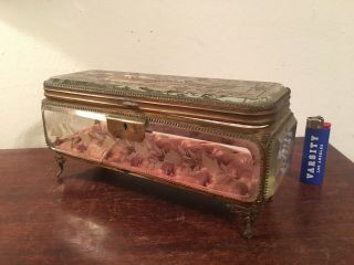 Antique French Acid Etched Glass And Gilt Metal Jewelry Box Table Vitrine 19th C 6