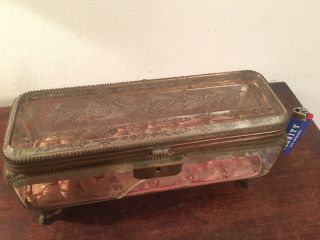 Antique French Acid Etched Glass And Gilt Metal Jewelry Box Table Vitrine 19th C 8