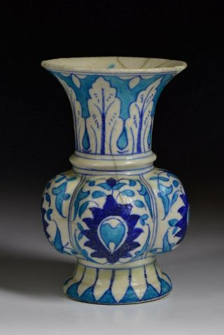 17th Century Persian Iznik Pottery Vase With Floral Designs
