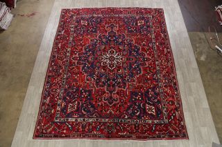 Stunning Geometric Collectible Vintage Area Rug Hand - Knotted Old Carpet 10 x 13 2